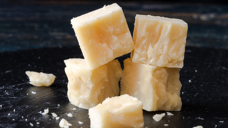 cubes of white cheddar cheese