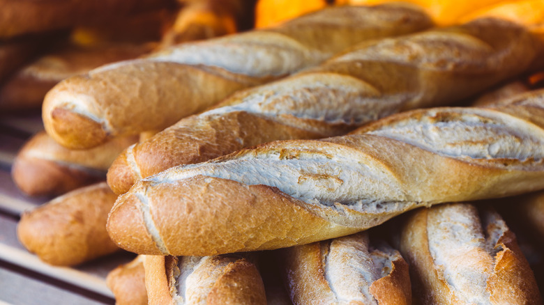 French baguettes stacked