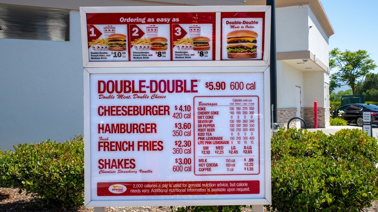 In-N-Out drive-thru menu