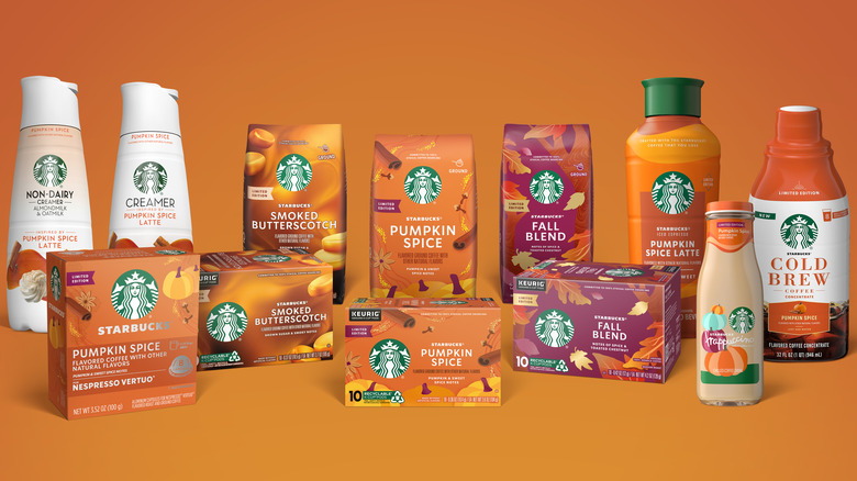 Starbucks fall pumpkin themed grocery products